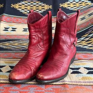 Franco Sarto Burgandy-red Leather Women's Cowboy Boots size 8.5